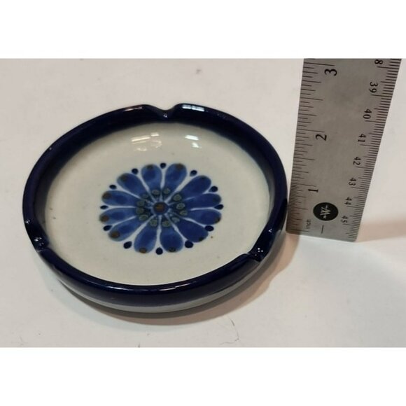 Vtg Ken Edwards El Palomar Guadalajara Blue 4" Ashtray Signed Cobalt Blue & Grey - Picture 10 of 10